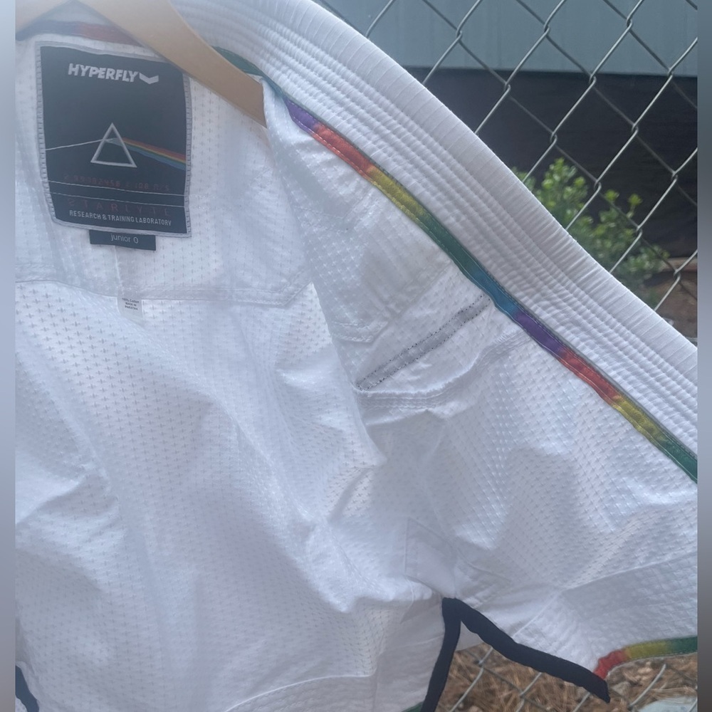 HYPERFLY Jiu Jitsu Junior kids sz 0 New Junior Starlyte White Black w/ backpack - Picture 12 of 12